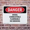 Signmission Diesel Combustible Flammable No Smoking Danger Sign, Plastic, 10in W x 7in L, 2PK OS-2PACK-DS-P-710-L-2529 - alternate 4